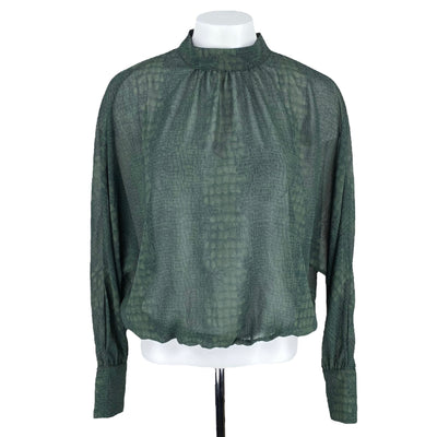 Dynamite 10$ to 25$
21&quot; Chest
21&quot; Length
Black
Dolman Sleeve
Dynamite
Elastic Waist
Excellent Condition
Green
Long Sleeve Blouse
Quebec
Size Medium
Snakeskin Print
Tops
W0088-3294
Women