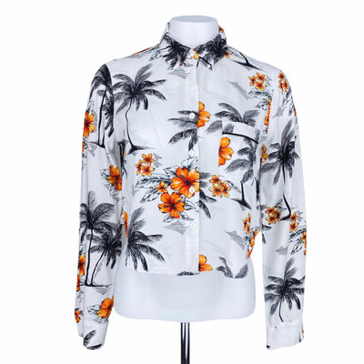 Forever 21 10$ to 25$
18.5&quot; Chest
19&quot; Length
Black
Excellent Condition
Floral Print
Forever 21
Long Sleeve Button Down Shirt
Orange
Size Small
Tops
W0039-1518
White
Women